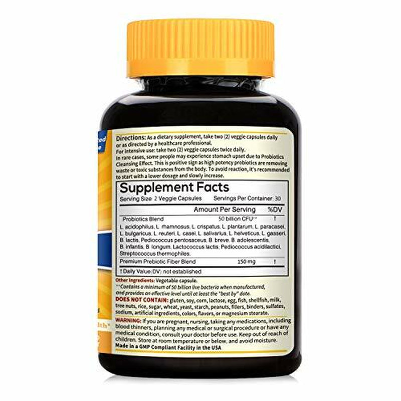Newrhythm Probiotics 50 Billion CFU 20 Strains, 60 Veggie Capsules, Targeted