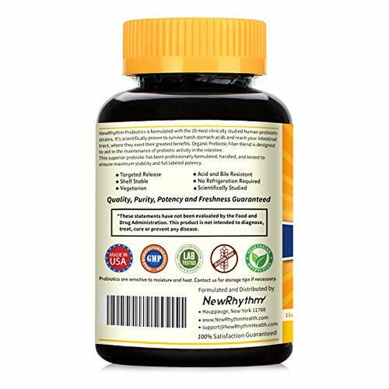 Newrhythm Probiotics 50 Billion CFU 20 Strains, 60 Veggie Capsules, Targeted