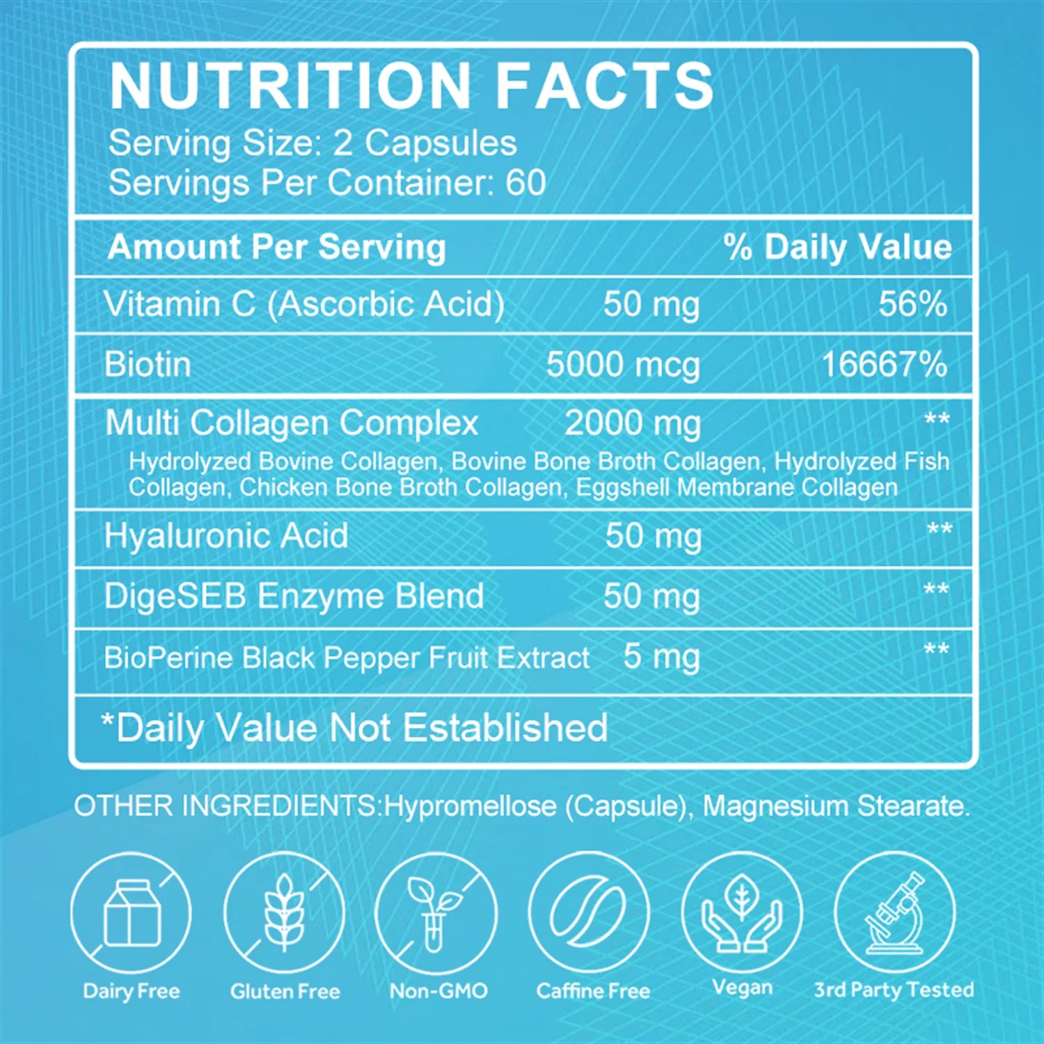 Multi-Collagen Capsules 5000Mg for Joints Hair Skin and Nails Healthy, 240 Capsules