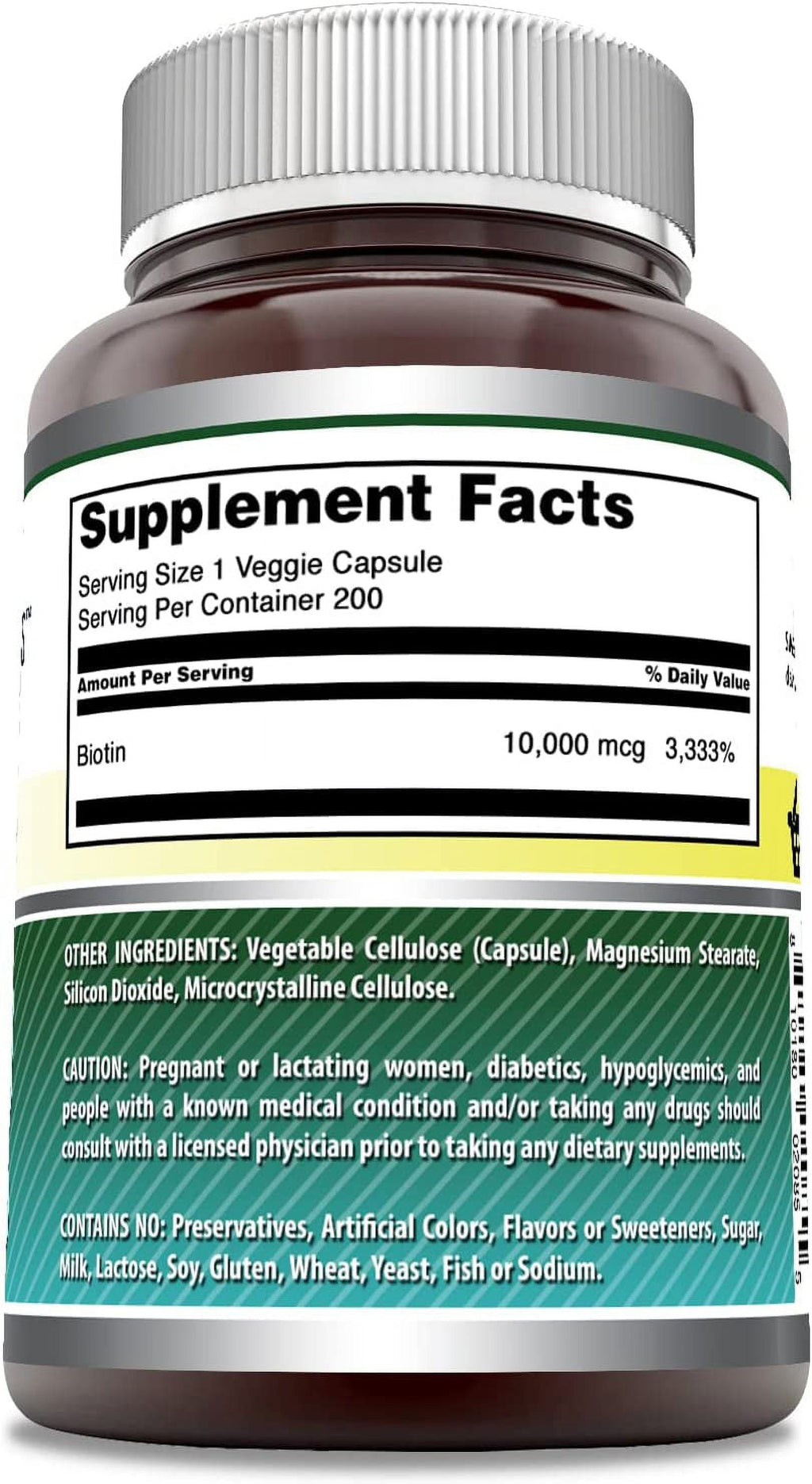 Amazing Formulas Biotin Supplement - 10,000Mcg - 200 Veggie Capsules (Non-Gmo, Gluten Free) - Pack of 3 -Supports Healthy Hair, Skin & Nails